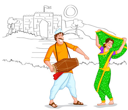 Dancing Maharashtrian couple