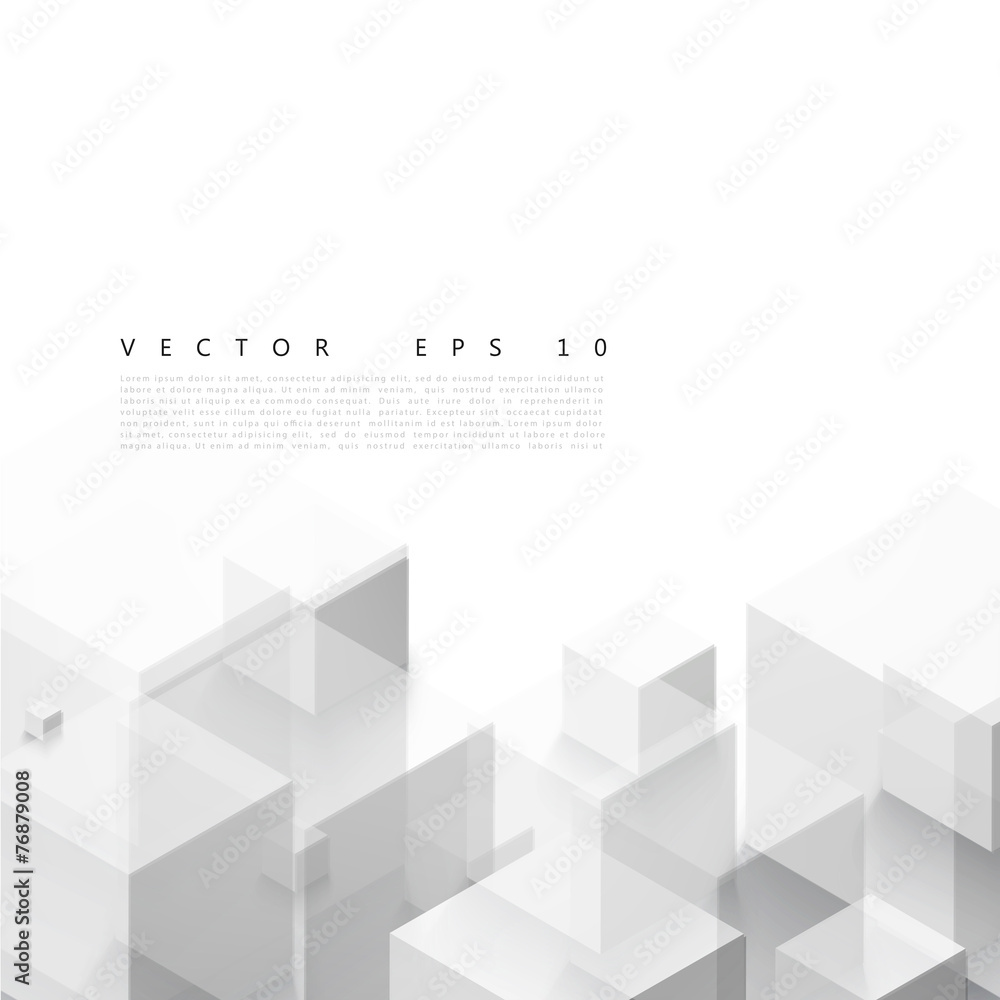 Wall mural vector abstract geometric shape from gray cubes.