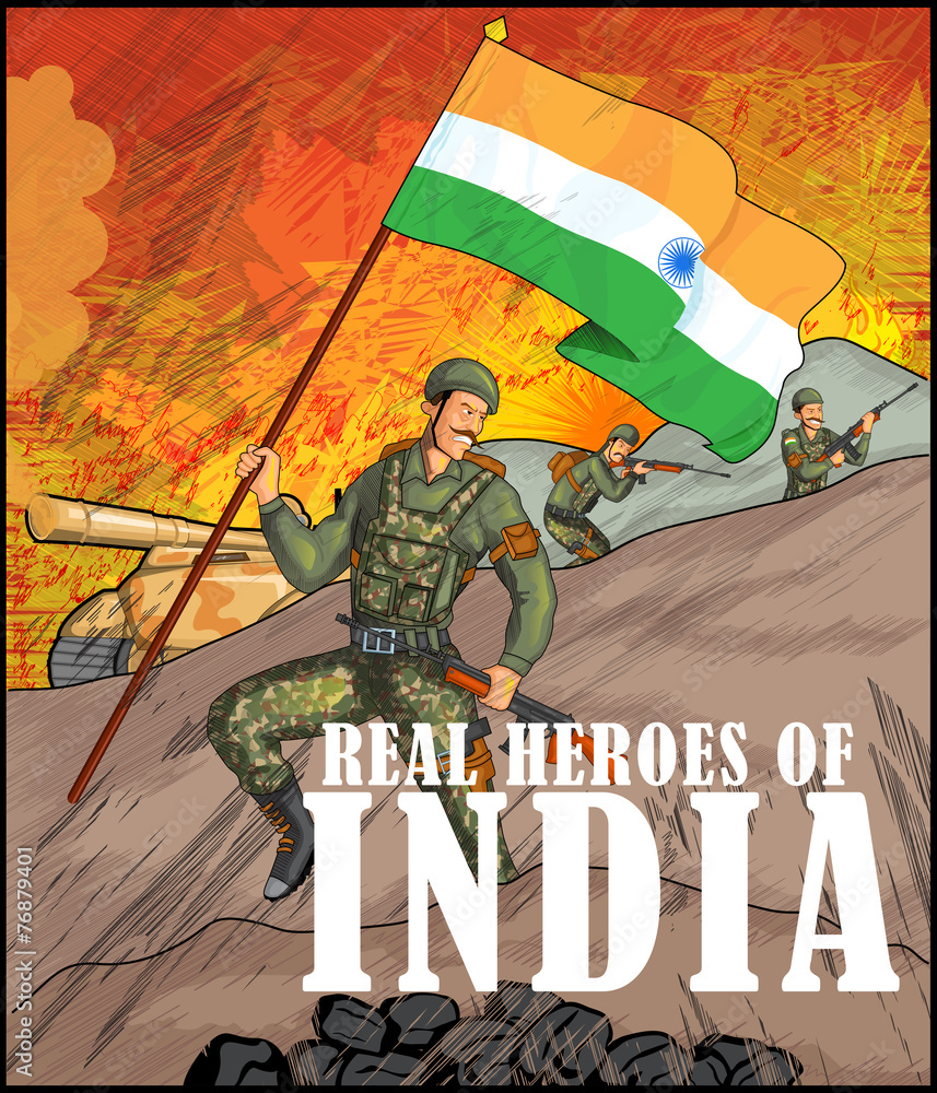 Wall mural Indian army showing victory of India