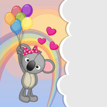 Koala with balloons