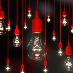Light bulb illuminated with soft focus