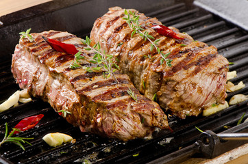 Grilled Beef steak with  herbs