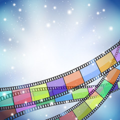 background with color filmstrip and stars