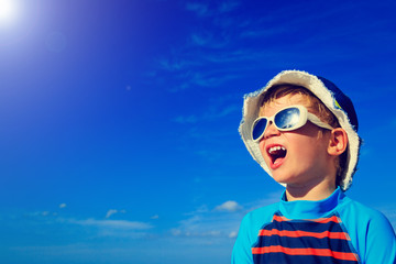 happy little boy in summer vacation