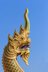Fototapeta na wymiar Dragon, Naga , Big snake statue in Temple