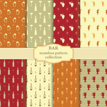 Collection of seamless backgrounds on a theme a bar