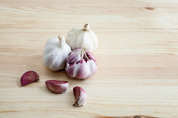 Composition of purple garlic with parsley