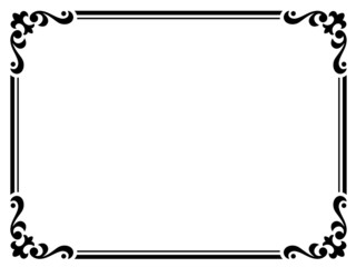 calligraphy penmanship curly baroque frame black