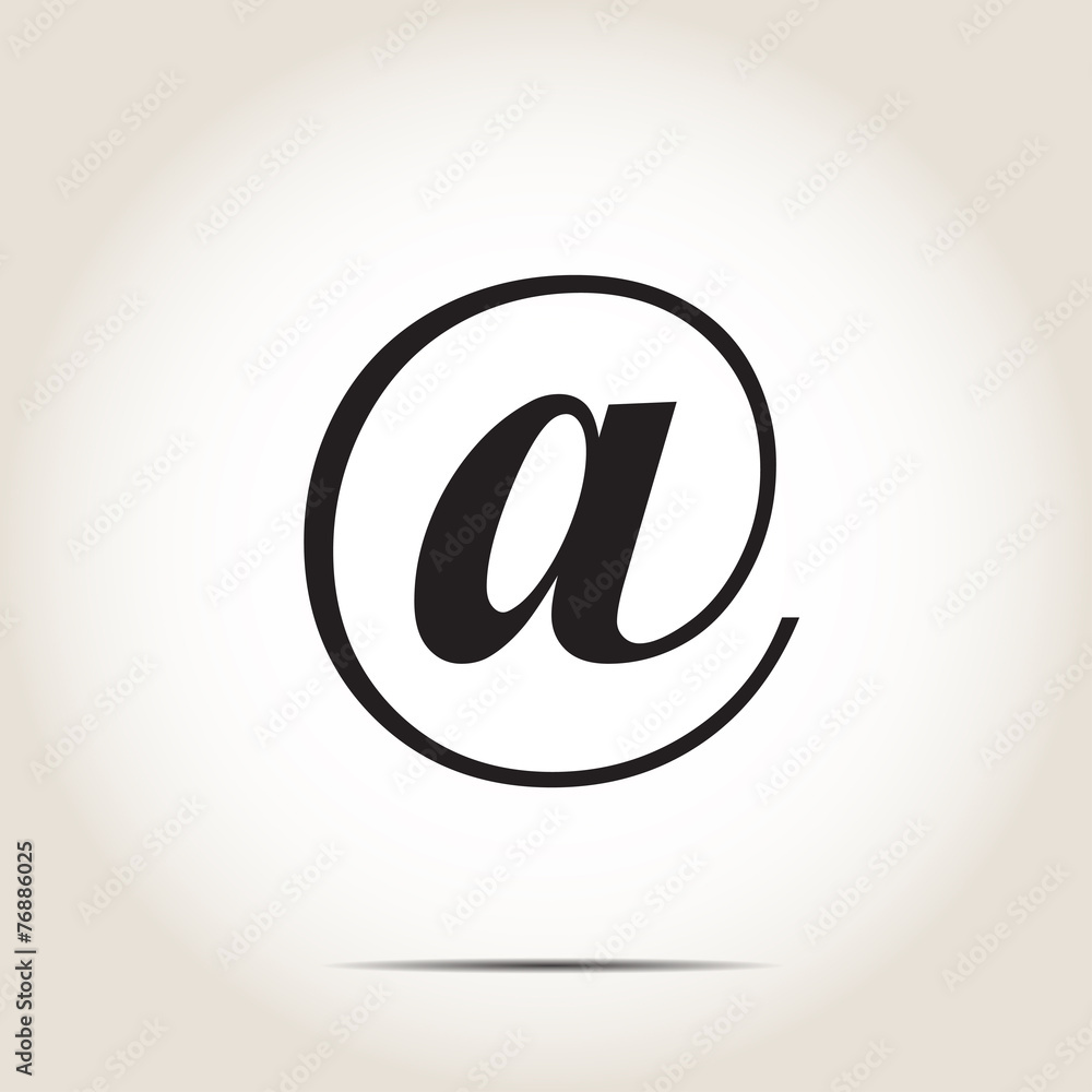 Poster icon @ e-mail address on a gray background