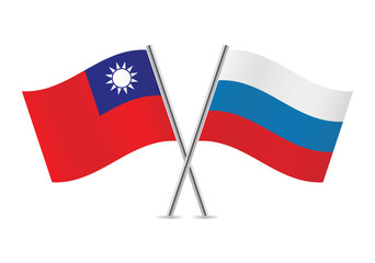 Russian and Taiwanese flags. Vector illustration.
