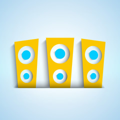 Musical speakers on sky blue background.