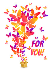 box with colorful butterflies