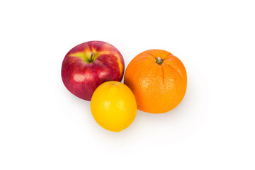 Apple, orange and lemon