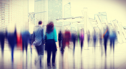 Business People Rush Hour Walking Commuting City Concept