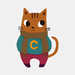 winter animal cat flat icon elements background,eps10