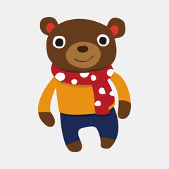 winter animal bear flat icon elements background,eps10