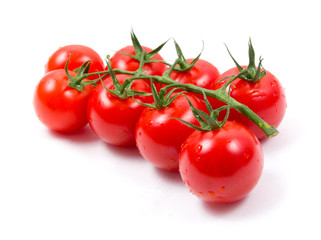 Branch of tomatoes cherry isolated on white background