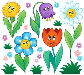 Crédence de cuisine en verre imprimé Pour enfants Cartoon flowers collection 4