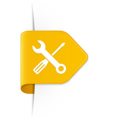 Screwdriver and spanner - Gelber Sticker Pfeil mit Schatten