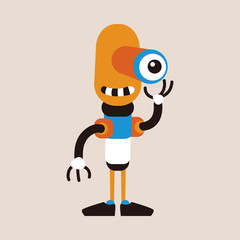 bizarre robot flat icon elements background,eps10