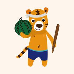 summer animal tiger flat icon elements background,eps10