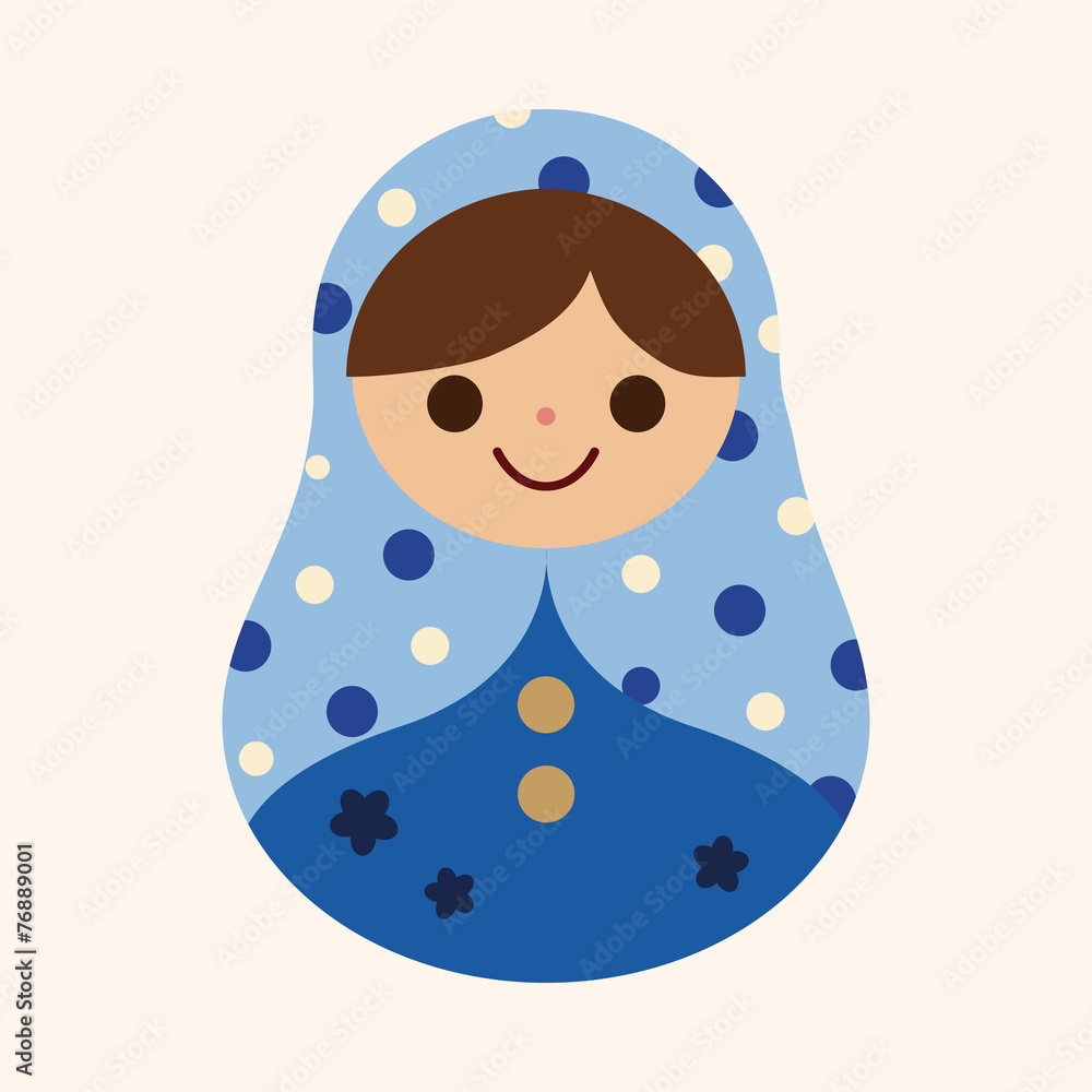 Wall mural Matryoshka , Russian traditional wooden doll, vector pattern, fl