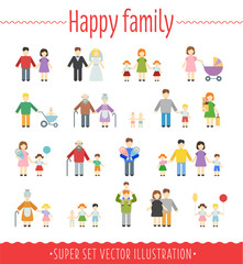 Family vector set infographics.