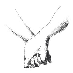 hand sketch holding hands