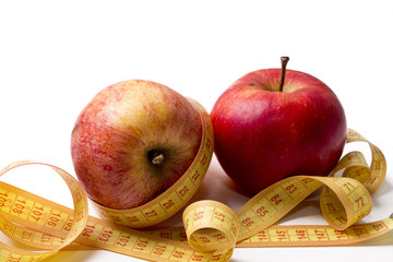 Fruits with measuring tape isolated