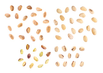 Set of multiple pistachios isolated