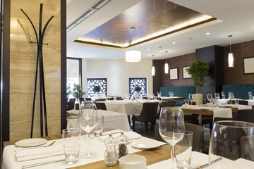 Interior of a hotel restaurant