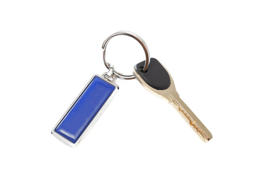 key with a keychain on a white background