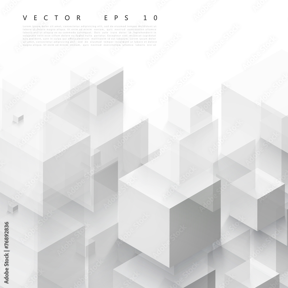 Wall mural vector abstract geometric shape from gray cubes.