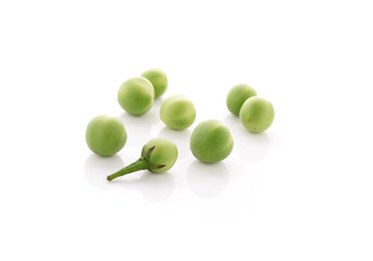 pea eggplants with stem on white background