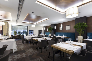 Interior of a hotel restaurant 
