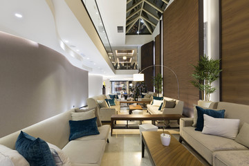 Hotel lobby cafe interior