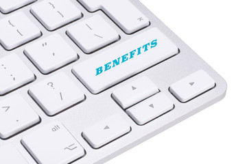Benefits - Business Concept. Button on Modern Computer Keyboard.