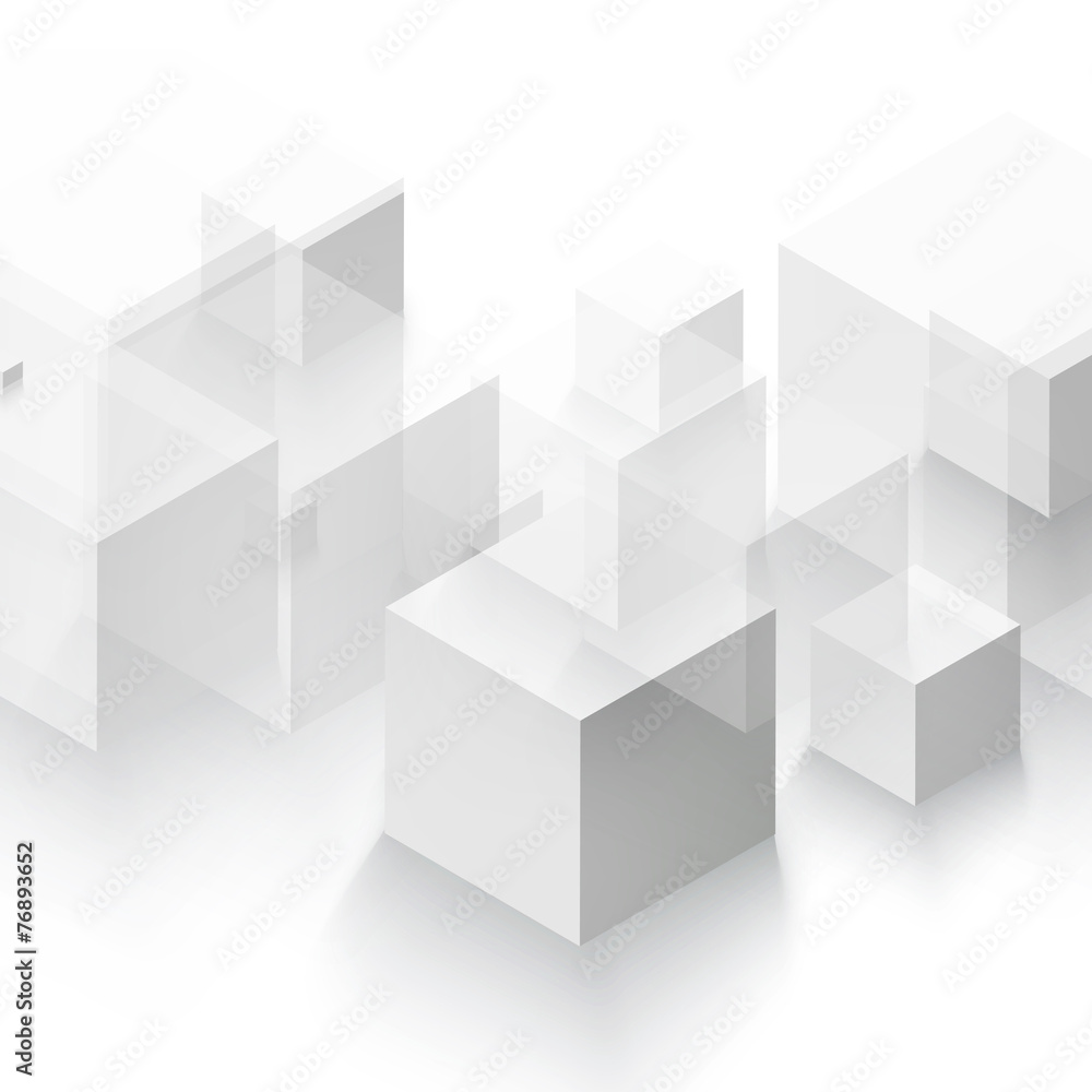 Wall mural vector abstract geometric shape from gray cubes.