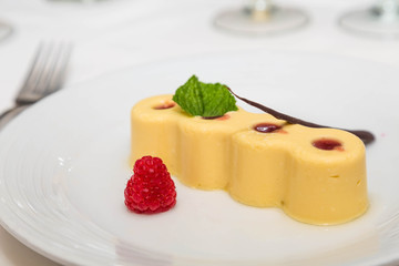 Raspberry on Plate with Lemon Tart