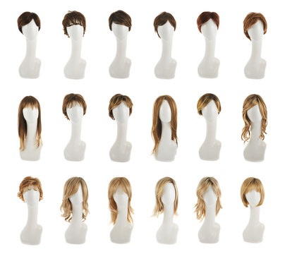 Hair wig over the mannequin head set