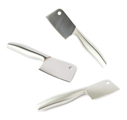 Steel kitchen cleaver knife isolated