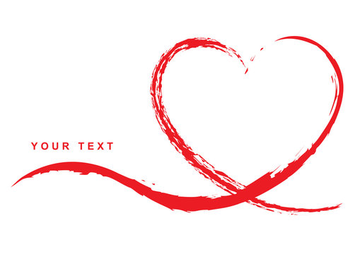 Grußkarte mit handgezeichnetem rotem Herz – Your Text