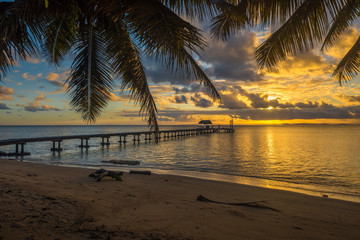 Pier on a tropical island, holiday landscape
