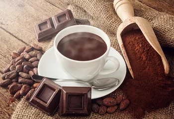 Foto auf Acrylglas Schokolade Tasse heiße Schokolade