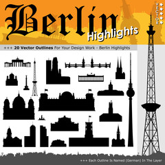 Berlin, Silhouette, Shapes, Highlights, Sehenswürdigkeiten, 2D