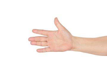 Asian open hand isolated on white.