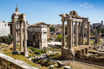 Obraz premium ancient ruins of roman forum in Rome, Lazio, Italy