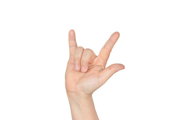 Hand in I love you isolated