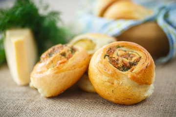 bun with cheese and herbs