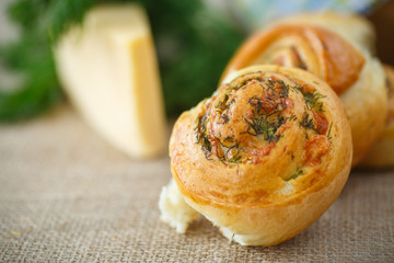 bun with cheese and herbs